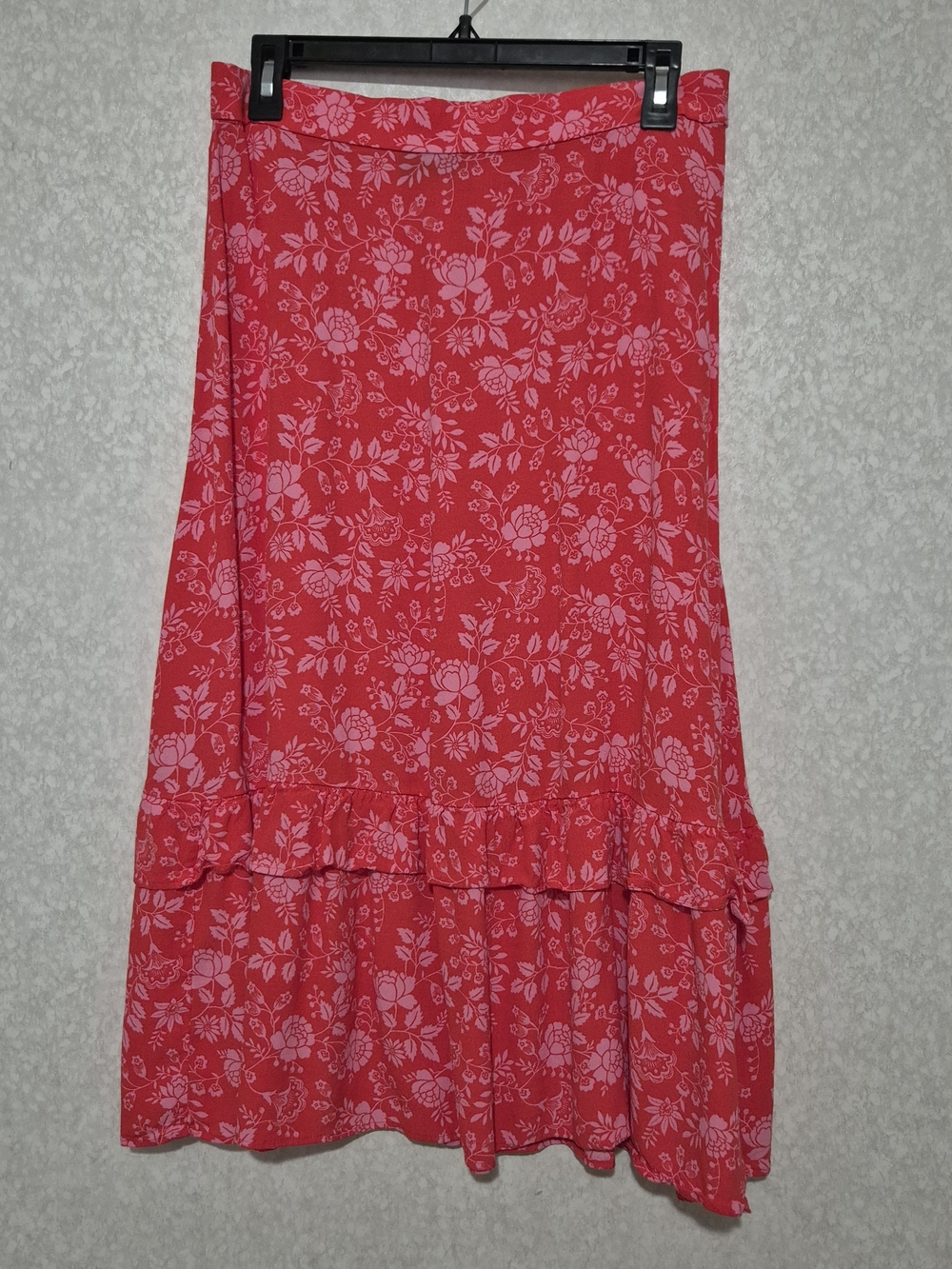 Talbots Orange-Pink Floral Midi Skirt-Size:M
